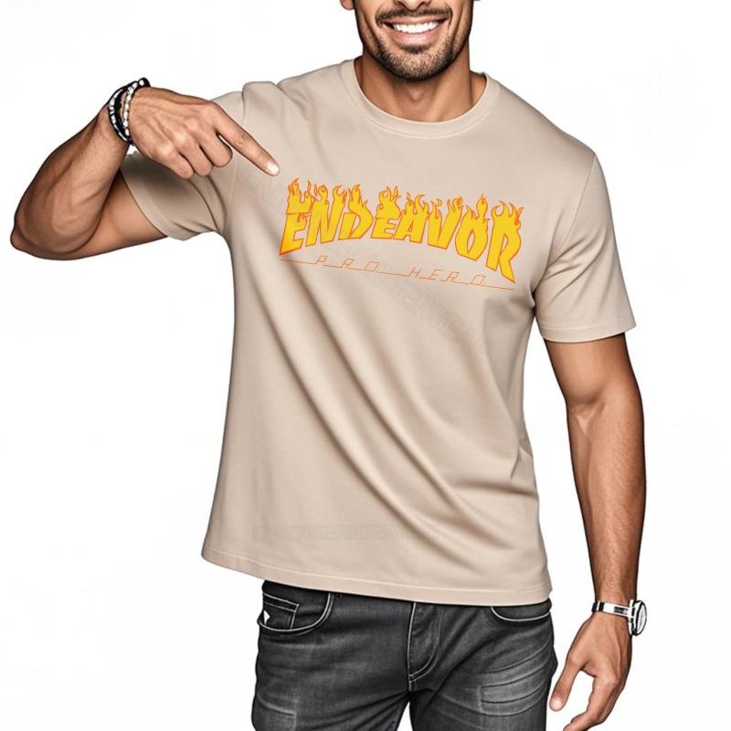 Man t shirt Streetwear Everyday Tees Endeavor With Flame Design Soft Cheap Tshirt Anime Cotton Short Sleeve Shirt