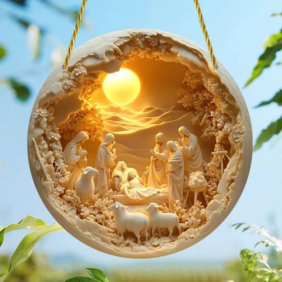 Акриловый наружный кулон Рождественский вертеп Украшение Рождественская елка Подвесной кулон Памятный подарок Рождение Иисуса