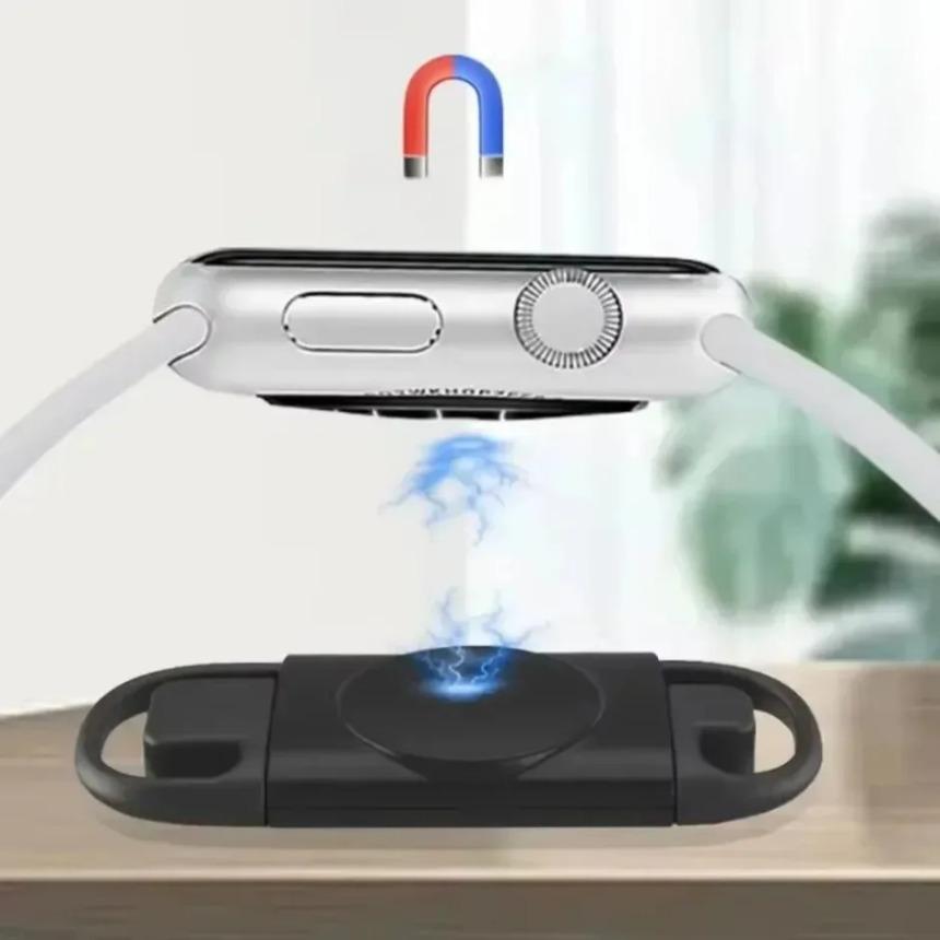 Беспроводное зарядное устройство для смарт-часов с двумя разъемами USB/Type-C для Apple Watch Series iWatch 10 9 8 7 6 5 4 3 2 SE Ultra Быстрая зарядка
