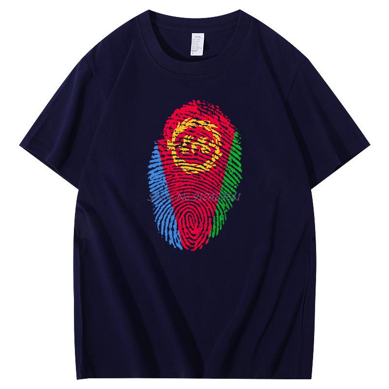 Classic T Shirt For Men Eritrea Flag Fingerprint Drawing Graphic T Shirts Cotton Short Sleeve Tshirt Harajuku Mens Clothing