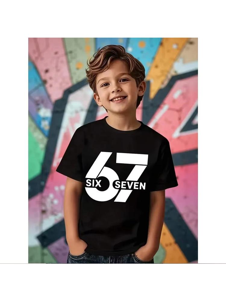 Kids 67 Themed Colorful Print TShirt Soft Cotton Fabric Breathable and Comfortable Ideal for Toddlers and Childrendf0366