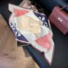 New women's pleated crepe small silk scarf spring, summer and autumn simulated silk personalized rhombus small scarf fashion scarf neck protection
