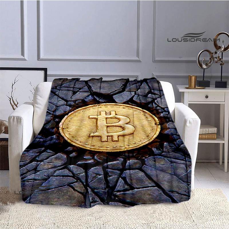 Bitcoin Fashion Printed Blanket Kids Warm Blanket Flannel Soft Cozy Blanket Sofa Bed Blanket Travel Blanket Birthday Gift