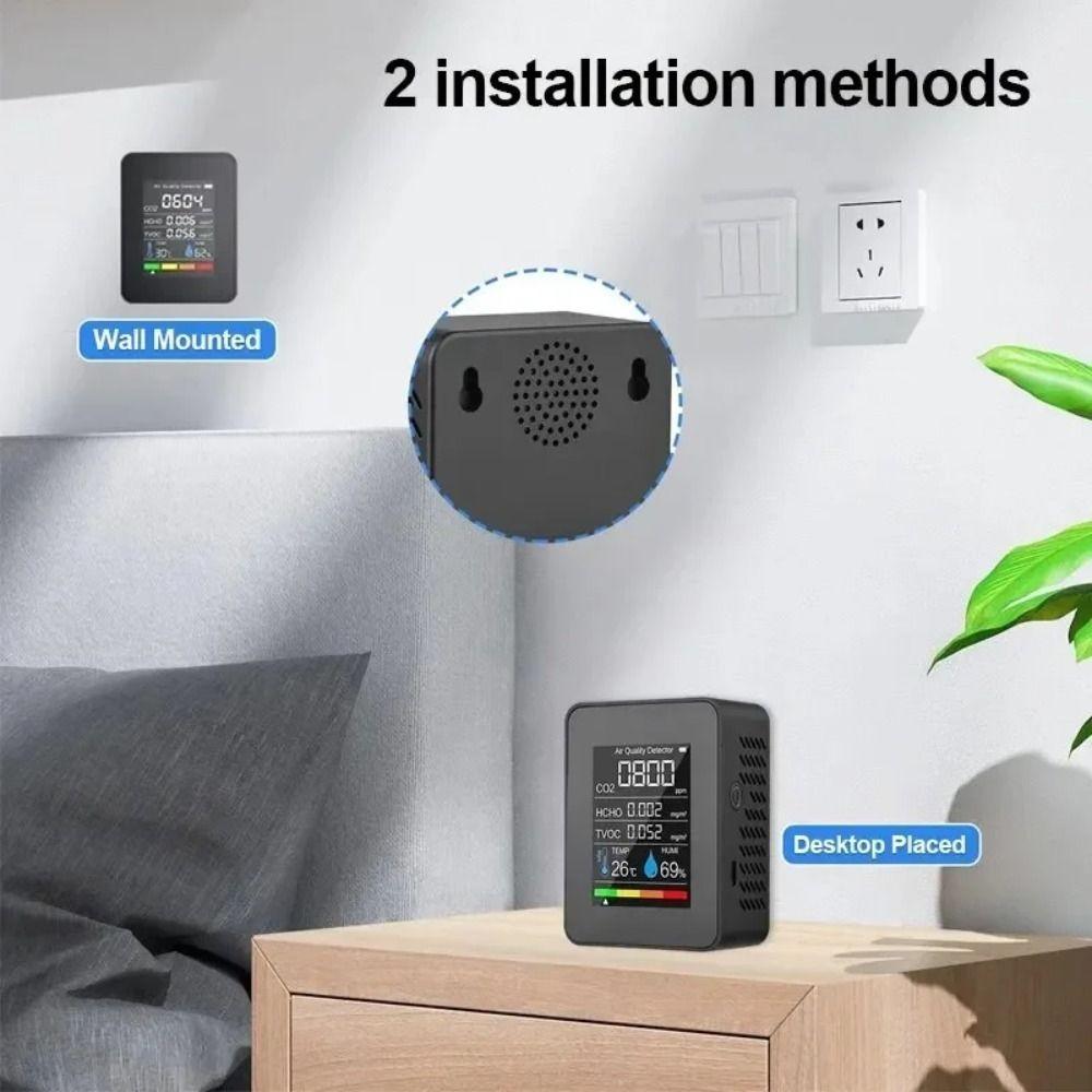5 in 1 Air Quality Monitor Temperature TVOC Tester Multifunctional CO2 Detector Office