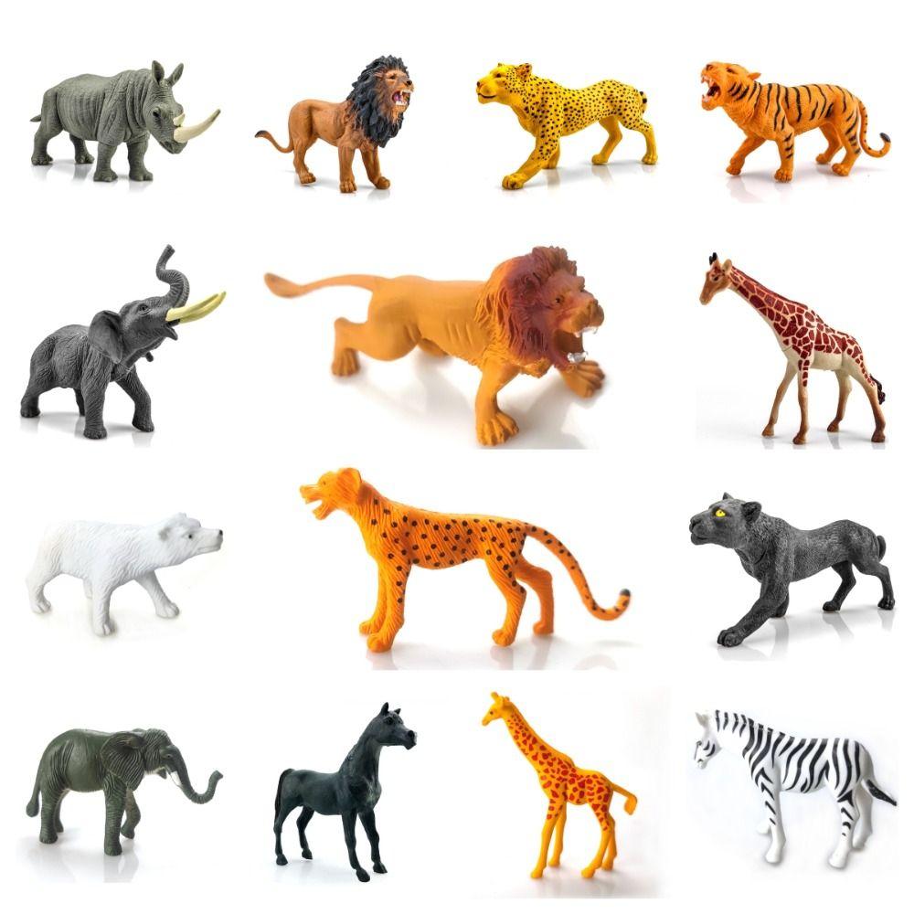 Panther Mini Elephant Model Rhinoceros Simulation Lion Model Toys Funny Realistic Tiger Toy Kids