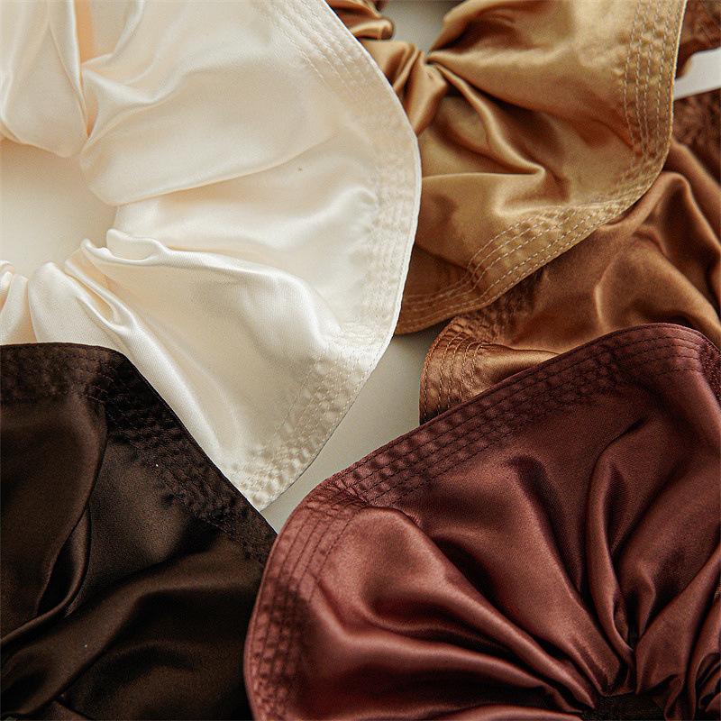 Oversized Solid Color Scrunchies Korean Satin Large Elastic Hairbands Hair Rings Rubber Band For Women Ponytail Hair Accessories