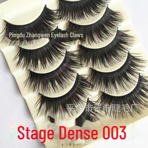 Smokey Makeup Cross Thick False Eyelashes - 5 Pairs, Black, Blue, Purple, Brown, Stage Series