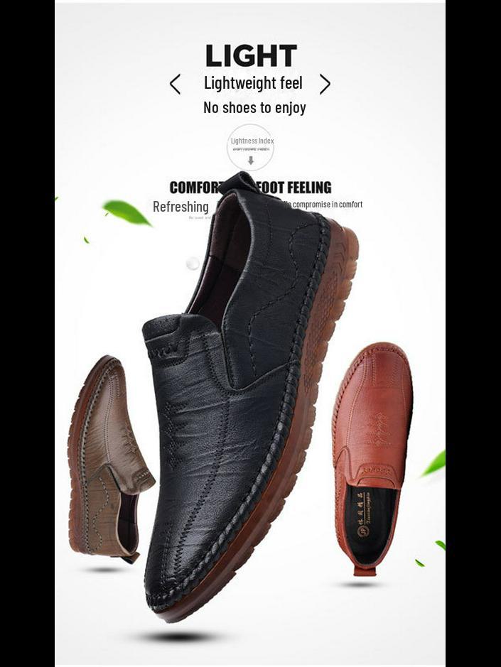 Мужская повседневная кожаная обувь на осень и зиму — мягкая, нескользящая, теплая, с бархатом, для людей среднего возраста