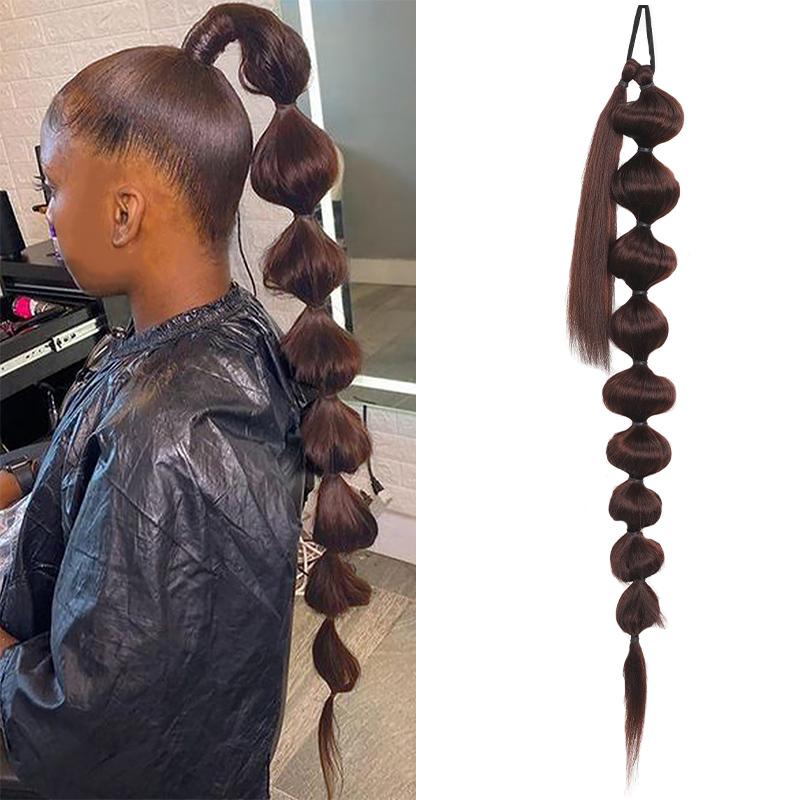 Парик-фонарь с пузырьками и хвостиком 30 дюймов, женский длинный синтетический парик с косичками, натуральный, для ролевых игр на Хэллоуин, вечеринка