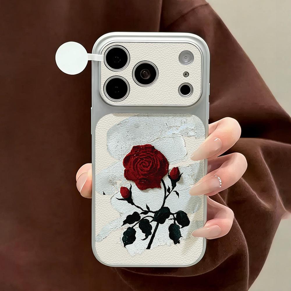 Чехол Art Rose подходит для мобильного телефона Apple 17 iPhone15promax, полностью закрывающий 16Pro, с кожаным узором, противоударный и простой.