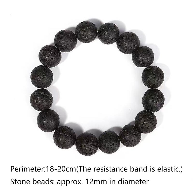 Men's Dark Style Volcanic Stone Beaded Bracelet Trendy Natural Jewelry Minimalist Luck-Bringing Bangle Hand Diffuser