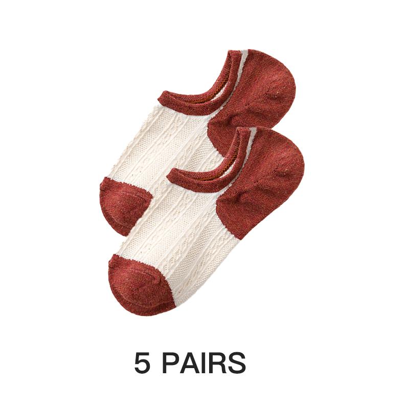 5 пар летних женских носков в стиле ретро ярких цветов, хлопковые повседневные сетчатые милые короткие невидимые носки, размер ЕС 35-39