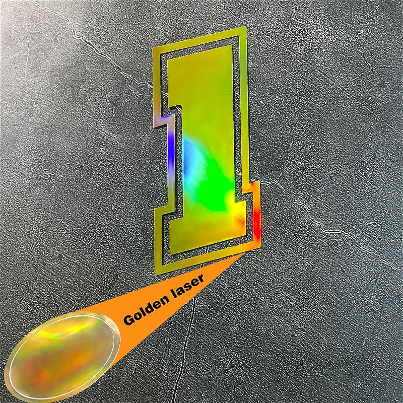 1PC Laser Gold Number 0 To 9 Motorcycle Sticker Waterproof for Motorcycle Helmets Fuel Tanks Car Windows Universal Vinyl Decals