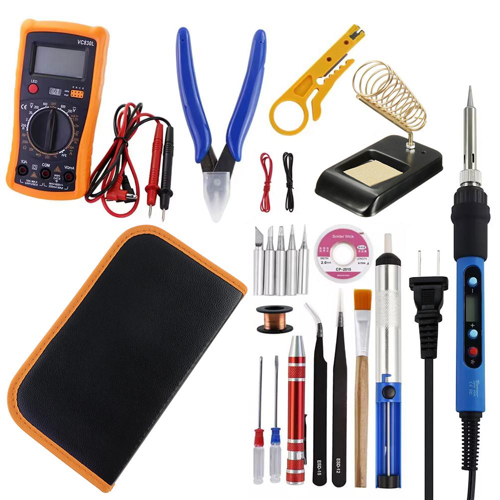 Синий электрический паяльник 80 Вт с цифровым дисплеем и переключателем 110 В 220 В, регулируемая температура, инструменты для пайки, сварки, демонтажа