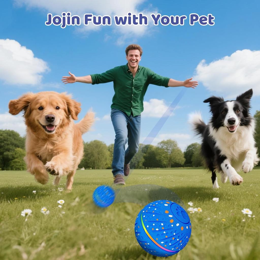 Interactive Dog Toy Ball Smart Moving Automatic Rolling Bouncing Pet Ball with RGB Lights E-TPU Durable 3 Play Modes for Small Medium Dogs