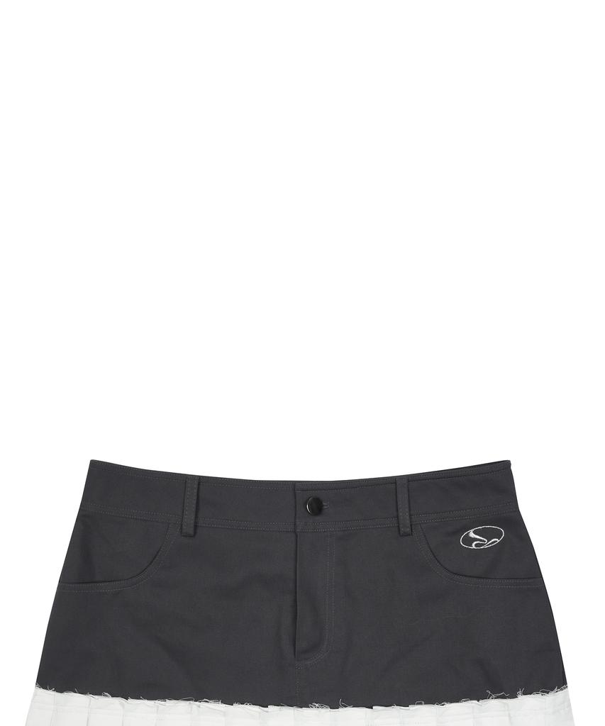 Love Is True Curved L Pleats Skirt(Charcoal)