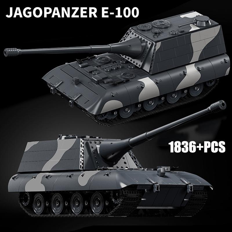 Военный MOC Второй мировой войны Sturmgeschütz E100 Набор строительных блоков Кирпичи WW2 E-100 Тяжелый истребитель танков Игрушки Подарки для мальчиков