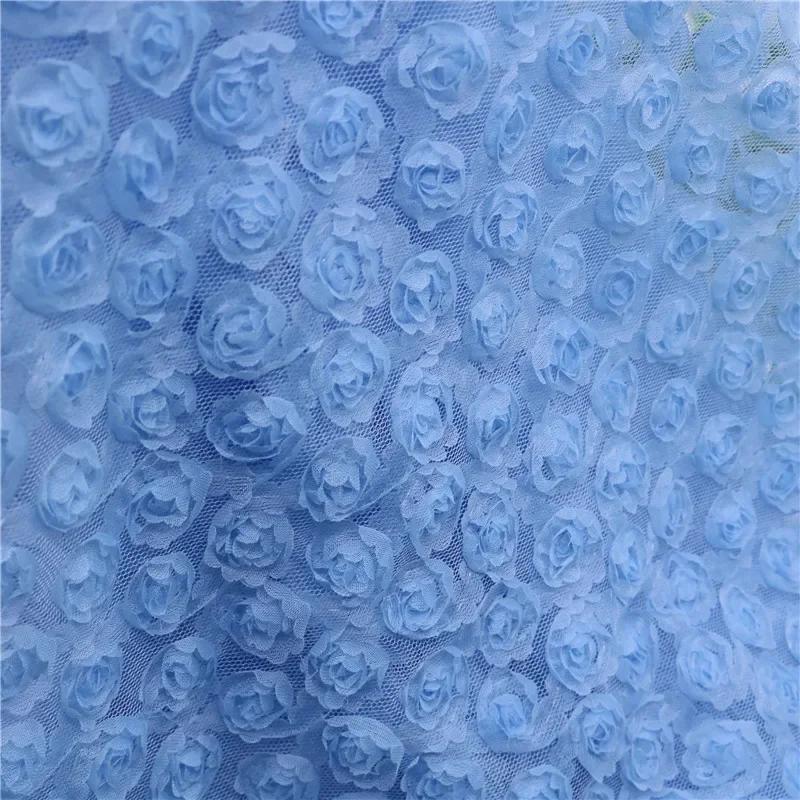 1Yard Three-Dimensional Rose Petal Embroidery Fabric 130cm Width DIY Costume Dress Birthday Party Decrotation Embroidery Fabric