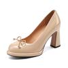 Krazing Pot Sheepskin Suede Round Toe Butterfly-knot Size 41 Chunky Super High Heels Slip On Office Lady Vintage Autumn Pumps
