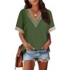 Women's Fashion Solid Color Loose T-shirt Lace Lace Short Sleeve Chiffon Top