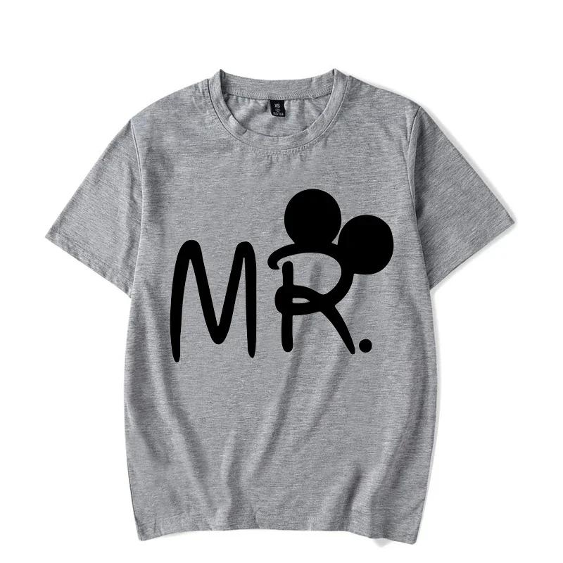 Mouse Cartoon MR MRS Print Couple TShirt Summer Short Sleeve Tee Shirt Letter Print T Fashion Casual Loose Lovers T Shirt Unisex