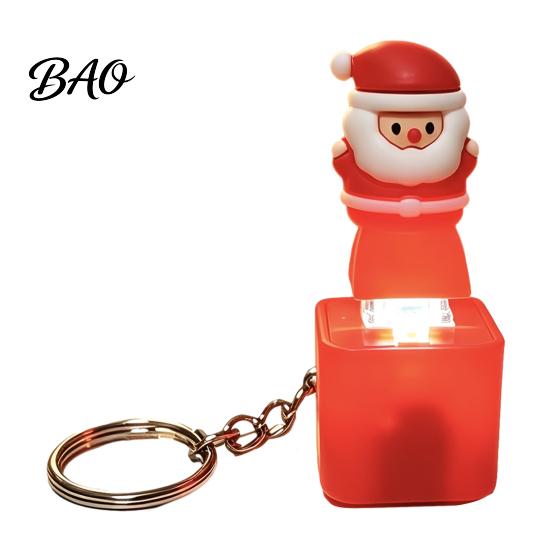 Funny Xmas Gift for Adults Santa Sound Light Keychain, Interactive Glowing Christmas Ornament with Festive Tunes, Claus Fidget Keychain USB-C