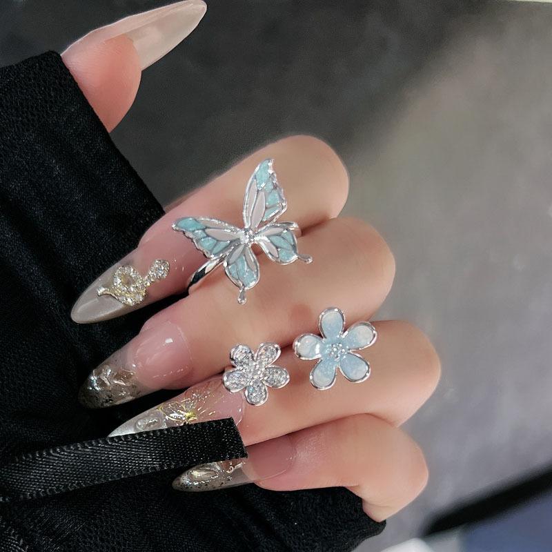 Super fairy summer sweet wind butterfly dancing ring female flower butterfly gradual change niche cold wind fashion index finger ring