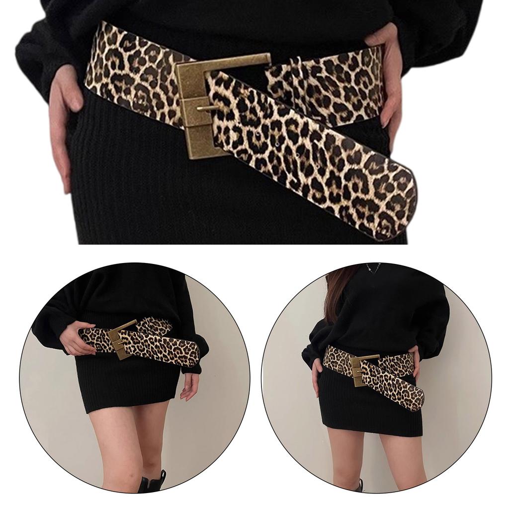Animal Print Belt Trendsetting Leopard Wide Waistband Daily Use Waist Belt for Fashion Enthusiasts