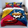 Comic-style lips and "POP". Bedding sets Duvet cover sets Duvet covers Pillowcases(1*Duvet Cover 2*Pillowcases without duvet insert)