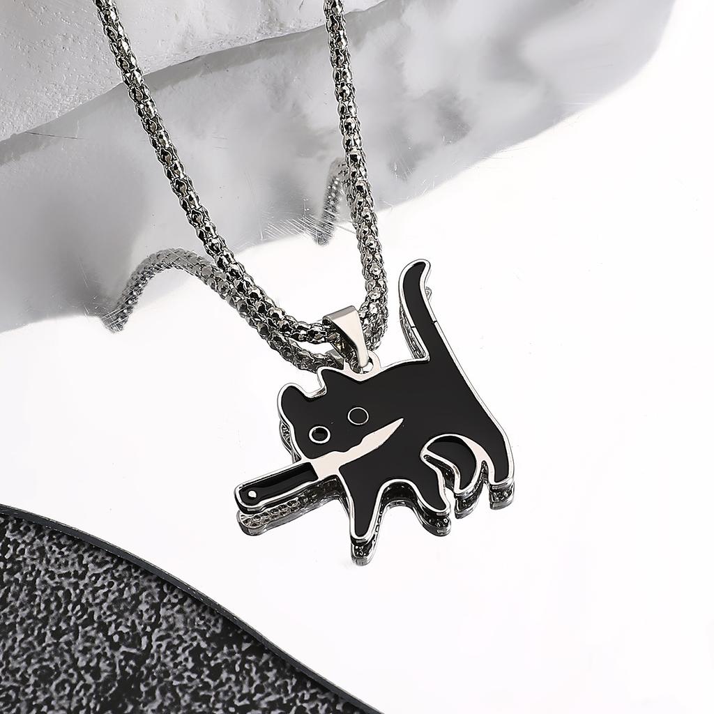 Ожерелье с подвеской в виде ножа и кошки, летние инновационные креативные нишевые хип-хоп-цепочки на ключицу, мужские и женские аксессуары