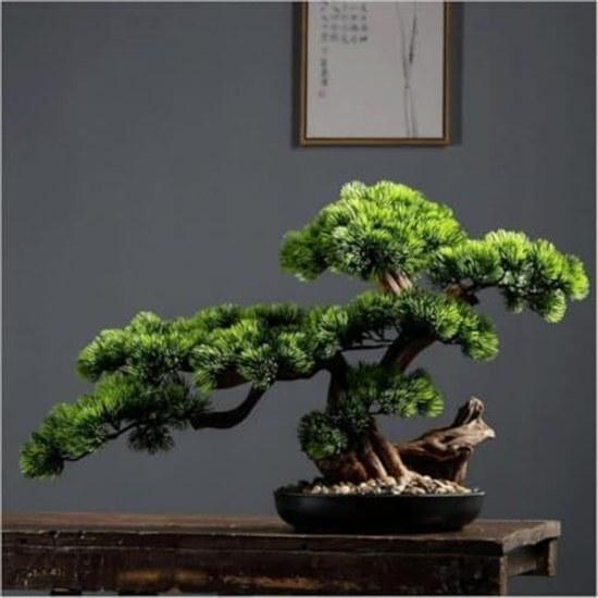 Artificial Bonsai 17 inches Pine Tree Realistic Fake Plant Decoration Table Display Green