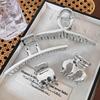 Women Large Silver Metal Hair Claw 1Pcs Elegant Punk Style No Hair Damage Hairpin for Curly Straight Hair Use