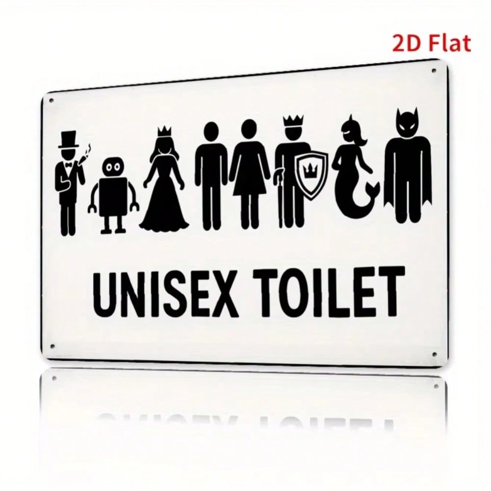Vintage Iron Restroom Sign - 2D Flat 20x30cm Wall Art, Gender Neutral Farmhouse Cafe Decor