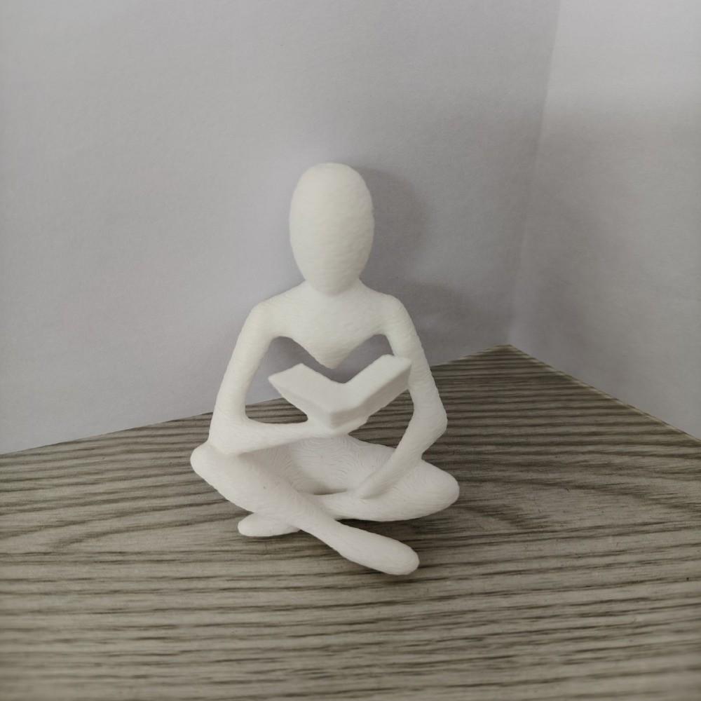 Abstract Reader Sculpture Ornament Mini 3D Printed Thinker Statue Reader Sculpture Bookshelf Decor