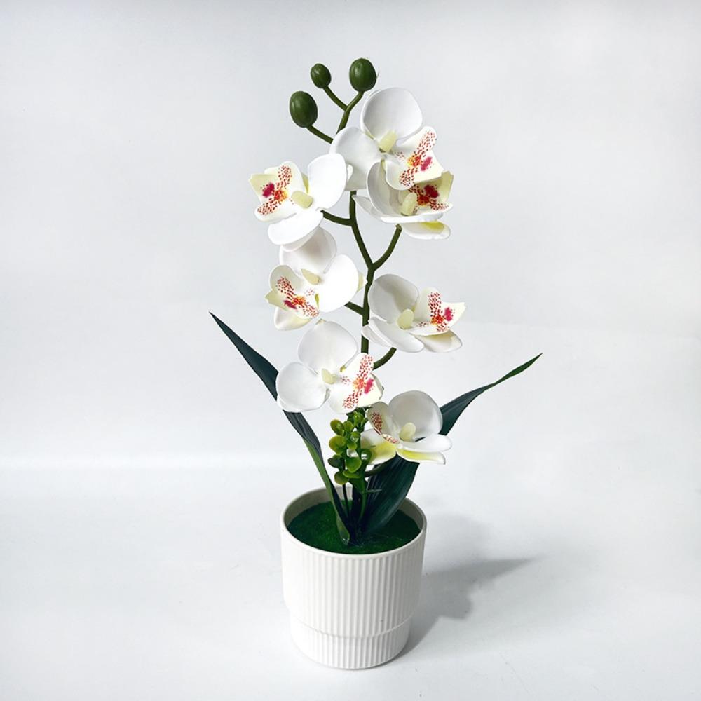 7 Heads Simulated Flower Butterfly Orchid Potted Pink Artificial Faux Plants Living Room Ornaments