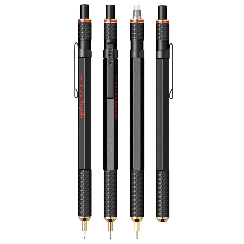 Rotring ROTRING800 Черный Механический 1904447 Импортный Карандаш, 0,5 мм, Поворотный Кнопка-Толкатель, (Подлинный продукт)