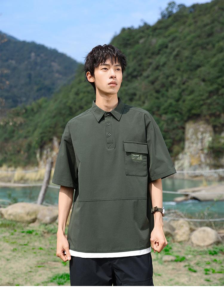 Four sided elastic casual short sleeved polo shirt