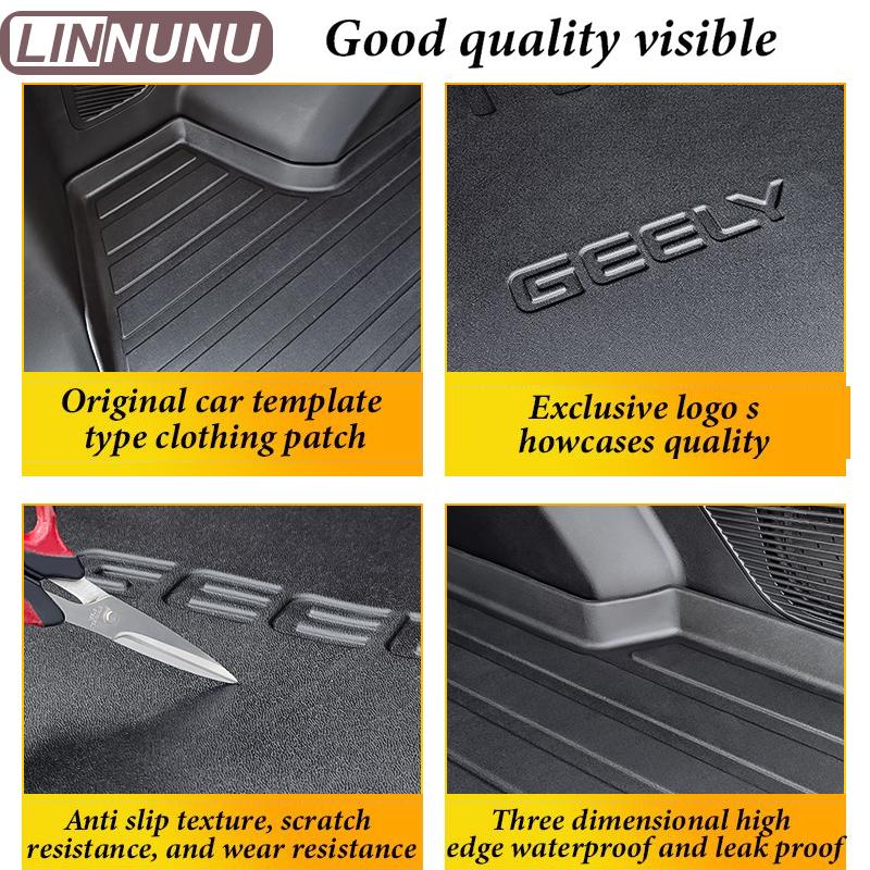 LINNUNU Trunk Mat Fit for GEELY Starray Boyue L Atlas II 2023 2024 All-Weather Black TPE Rear Trunk Pad Cargo Liner Floor Mat
