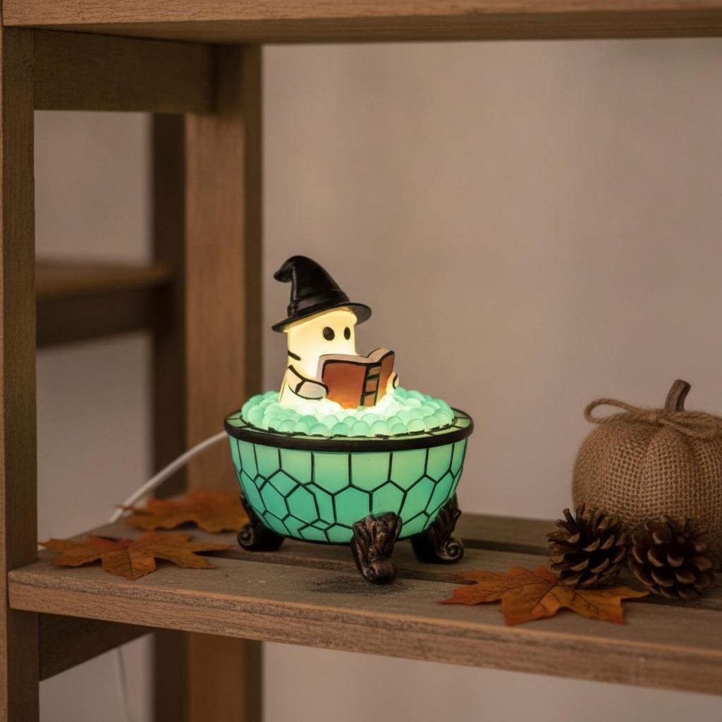 LED Night Light with Ghost, Compact Ghost Lamp, Spooky Table Decoration, Shelf