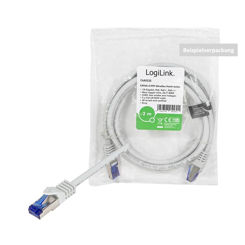 LogiLink Ultraflex Cat.6A S/FTP Patch Cable 2m Gray 10Gb PoE++ ghmt
