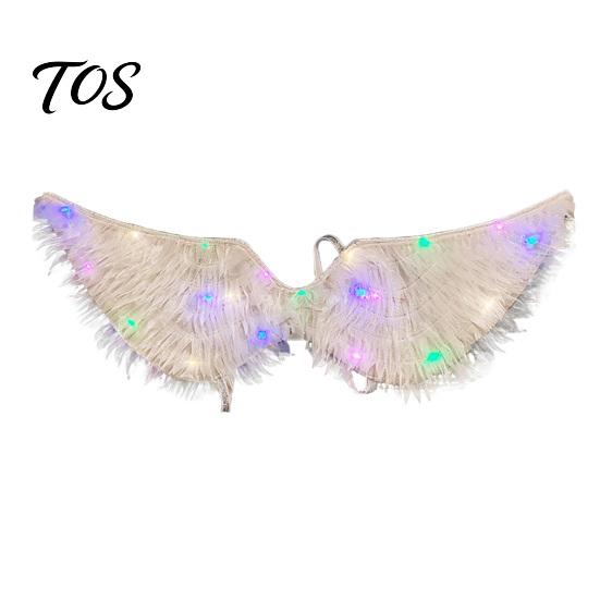 LED Costume Accessories Light-Up Angle Wing, Glowing Feather Wing for Kids Girls, Light Up Performance Wings Fairy Props Christmas Halloween Stage Led