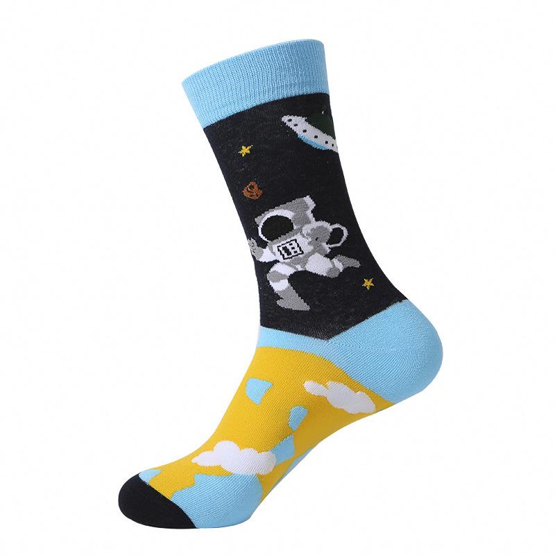 1 пара забавных носков Ins Astronaut Airplane Heaven Body Middle Tube для мужчин Happy Socks Streetwear из хлопка для мужчин, скейтбордистов, для мальчиков, для взрослых