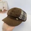 Octagonal hat women's autumn and winter new splicing retro literary cap shows a small face, travel shopping versatile hat