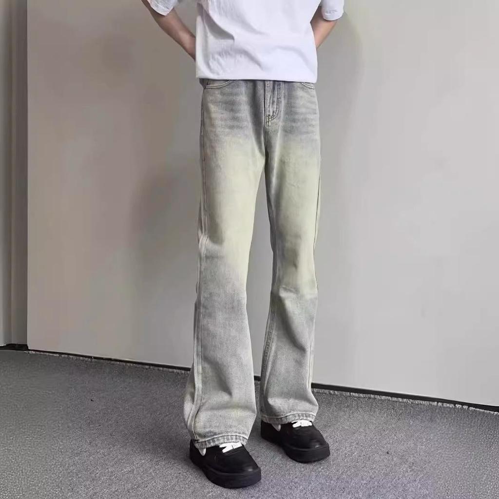 American Retro Distressed Flare Jeans - Trendy Washed Casual Trousers