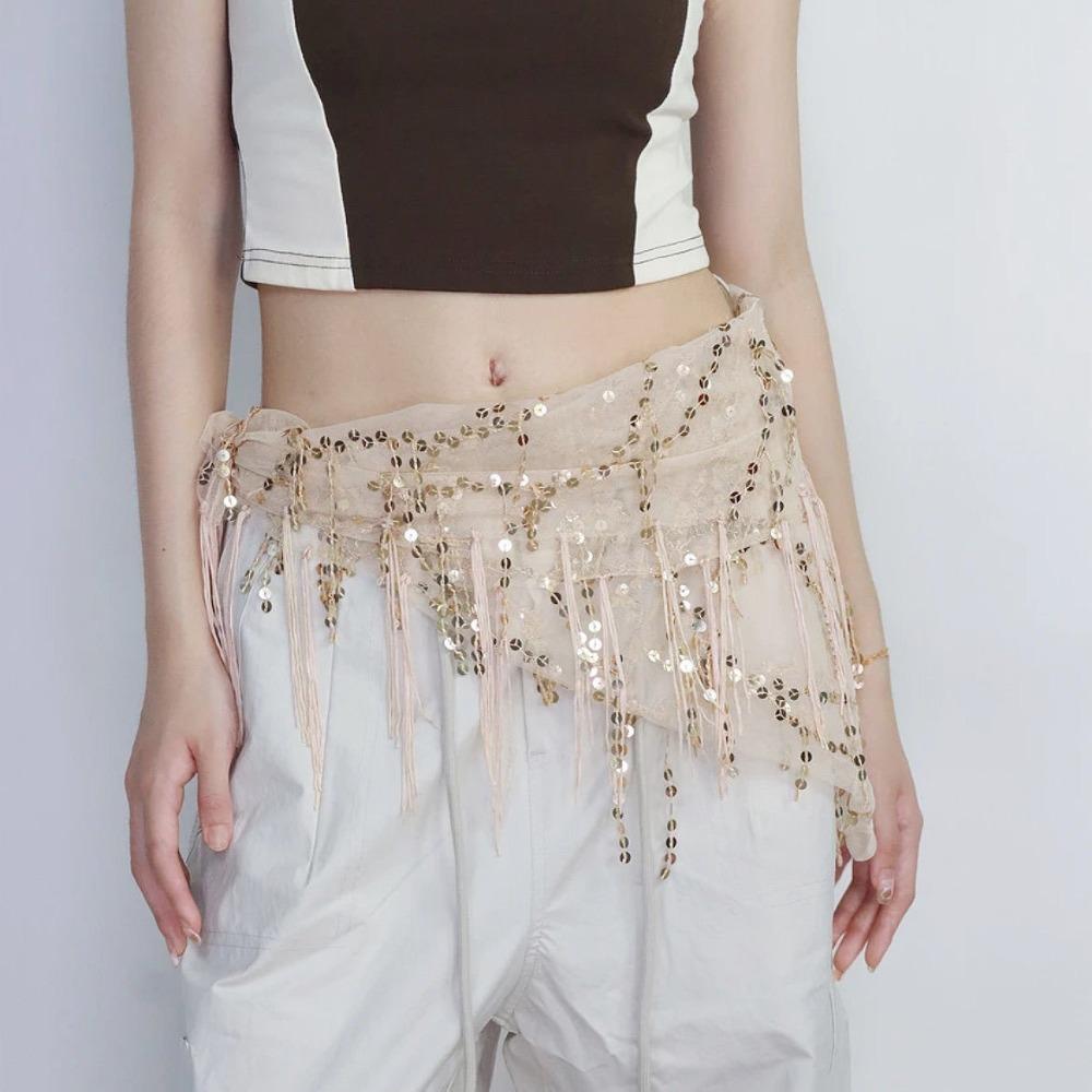 Sequins Hip Scarf Tassels Waist Chain Fashion Belly Dance Belt  for Women