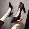 Black High Heels Women's Thick Heel Spring 2025 New Temperament Professional Versatile Sexy Pointed Single Shoes Women