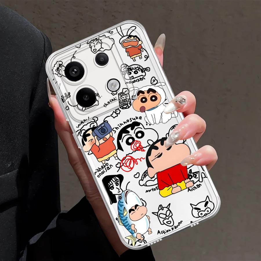 Case for Xiaomi Redmi Note 14 Pro Plus 14C 10S 11 9 10 12S Note 13 11S 13C A4 12 Soft Phone Cover Shark Crayon Shin Chan