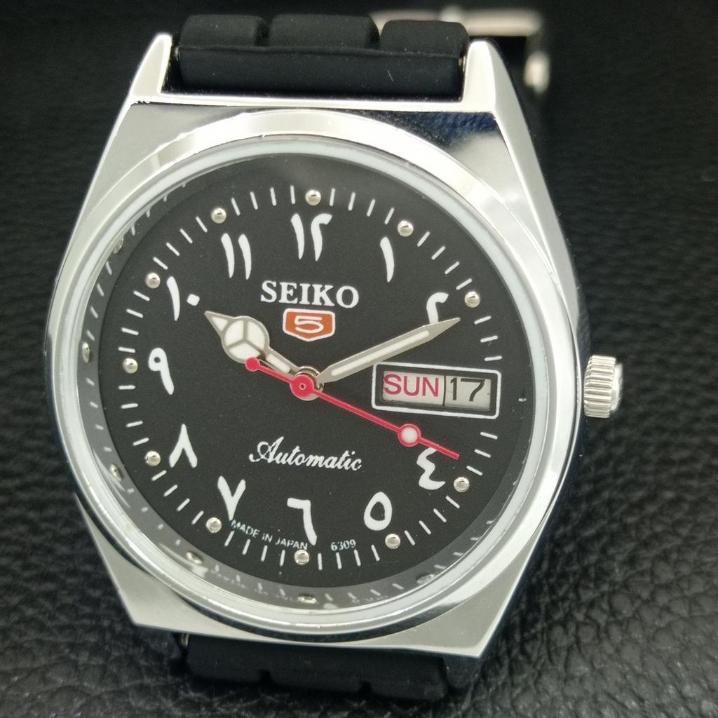 ВИНТАЖНЫЕ ОТРЕМОНТИРОВАННЫЕ МУЖСКИЕ ЧАСЫ SEIKO 5 AUTOMATIC 6309A ЯПОНИЯ ЧЕРНЫЕ a442616-1