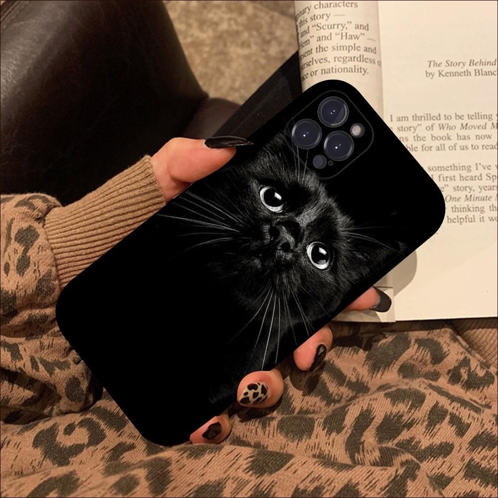 Черный кот с пристальным взглядом Чехол для телефона Для iPhone 15 14 11 12 13 Mini Pro XS Max Чехол 6 7 8 Plus X XR SE 2020 Funda Shell