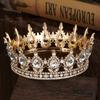 Royal Queen King Tiaras and Crowns for Wedding Party Round Rhinestone Diadem Bridal Cake Crown Hair Jewelry Birthday Gifts